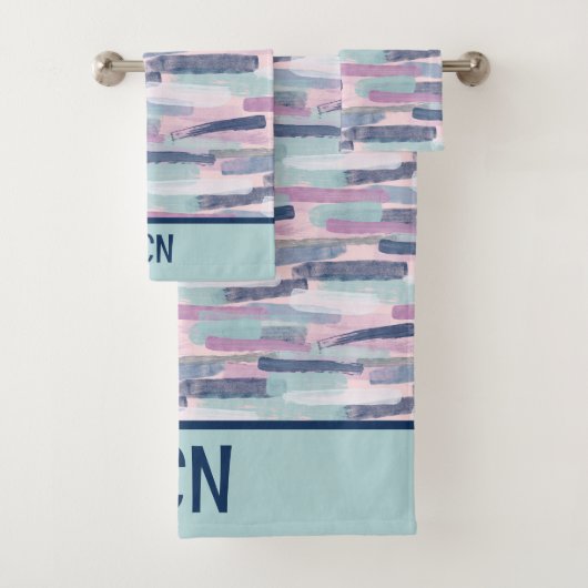 Monogramme Marine Bleu Lite Bleu violet blanc Abst (En situation)