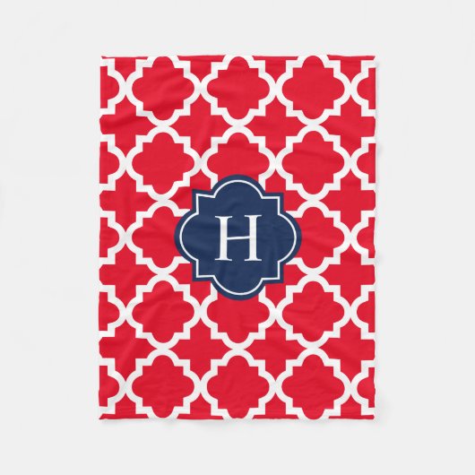 Monogramme marine et rouge | Couverture polaire (Devant)
