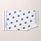 Monogramme Marine Turtle Bleu blanc et marine (Serviette à main)