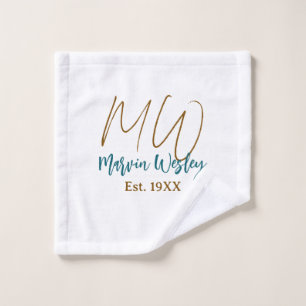 Monogramme marron bleu turquoise année simple mini