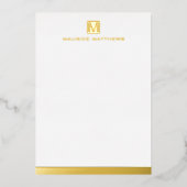 Monogramme masculin moderne nom vrai feuille carte (Recto)