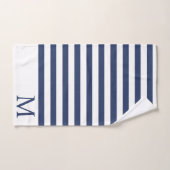 Monogramme masculin Premières bandes bleu et blanc (Serviette à main)