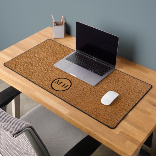 Monogramme Masculine de bureau en cuir marron (Bureau 2)
