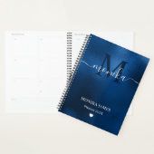 Monogramme Métal Brossé Bleu Royal Moderne (Devant avec enveloppe)