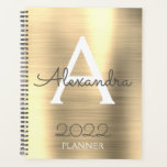 Monogramme métal d'or 2022 Élégant<br><div class="desc">2022 Monogramme métal d'or et planificateur de Carnet spiral initial. Cela rend le cadeau parfait pour 16 ans,  mariage,  douche nuptiale,  anniversaire,  baby shower ou bachelorette pour quelqu'un qui aime le luxe glam et les styles chic.</div>