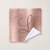 Monogramme métallique brossé Chic Rose Gold Initia (Gant de toilette)
