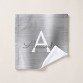Monogramme métallique en verre chic argenté (Gant de toilette)