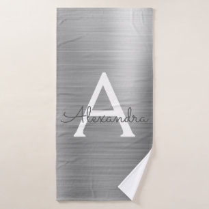 Monogramme métallique en verre chic argenté