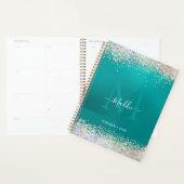Monogramme métallique turquoise Sparkle glittery (Devant avec enveloppe)