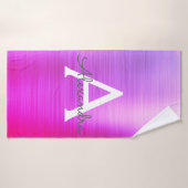 Monogramme métallique violet chic (Serviette de bain)