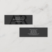 Monogramme mince Carte de visite gris clair tendan (Devant / Derrière)