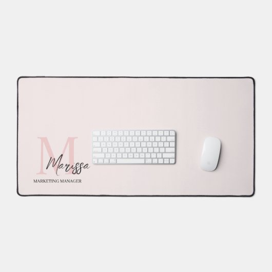 Monogramme minimal initial et nom Pastel rose (Clavier et souris)