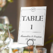 Monogramme minimal noir et blanc Numéros de table