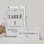 Monogramme minimal noir et blanc Numéros de table