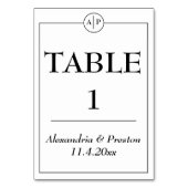 Monogramme minimal noir et blanc Numéros de table (Par défaut)