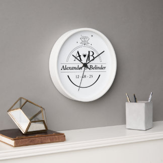 Monogramme minimaliste bague diamant Horloge mural