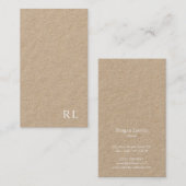 Monogramme minimaliste Carte de visite Kraft (Devant / Derrière)