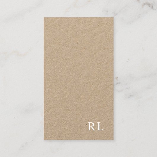 Monogramme minimaliste Carte de visite Kraft (Devant)