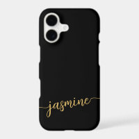 Monogramme minimaliste d'or noir de fille - Script