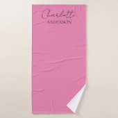Monogramme minimaliste élégant Nom rose (Serviette de bain)