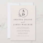 Monogramme minimaliste Faire-part de mariage rusti (Devant)