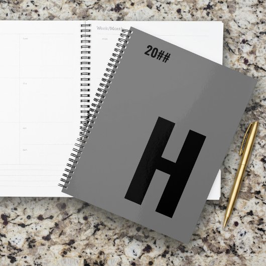 Monogramme Minimaliste Initial Gris Noir