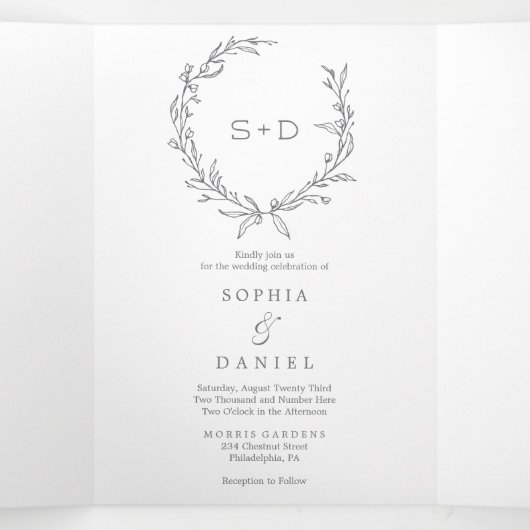 Monogramme minimaliste Invitations de mariage tout (Intérieur au milieu)