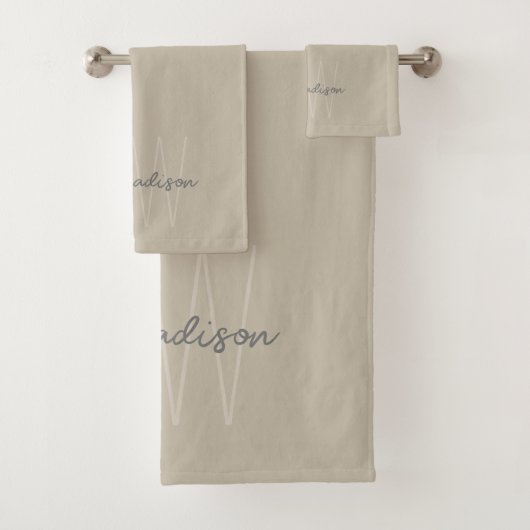 Monogramme Minimaliste Moderne Beige Nom Script (En situation)