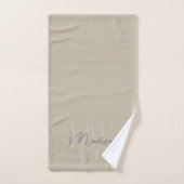 Monogramme Minimaliste Moderne Beige Nom Script (Serviette à main)