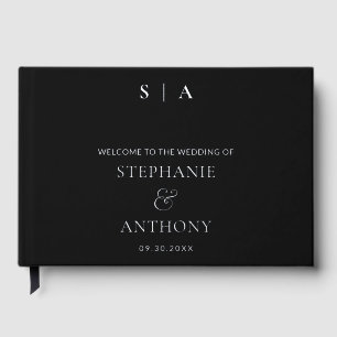 Monogramme minimaliste moderne Mariage noir et arg