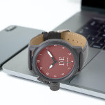 Monogramme minimaliste moderne rouge foncé<br><div class="desc">Ce design moderne comporte des initiales typographiques et un nom pour une sensation minimaliste qui peut être facilement personnalisée.</div>
