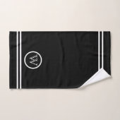 Monogramme minimaliste noir avec lignes blanches (Serviette à main)