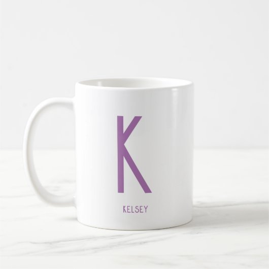 Monogramme minimaliste Nom Café Mug blanche (Gauche)