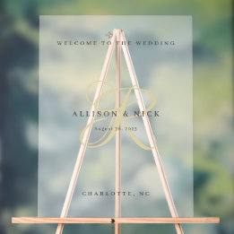 Monogramme minimaliste Or Accueil Mariage Clair