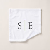 Monogramme minimaliste or noir élégant (Gant de toilette)