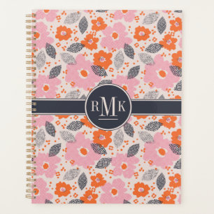 Monogramme Modèle floral rétro mignon