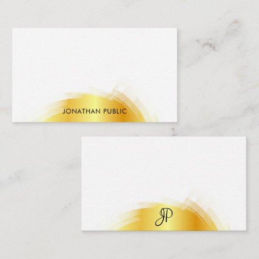 Monogramme Modèle Gold Look Élégant Simple (Devant / Derrière)