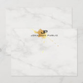 Monogramme Modèle Marbre blanc Elegant Gold Splash (Devant / Derrière)