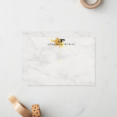 Monogramme Modèle Marbre blanc Elegant Gold Splash (Devant/Arrière en situation)