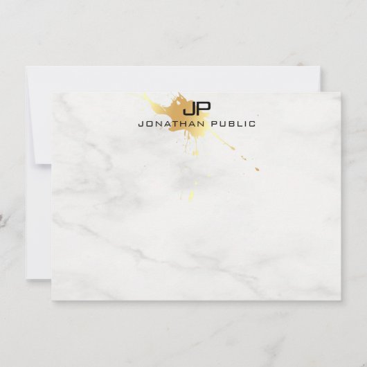Monogramme Modèle Marbre blanc Elegant Gold Splash (Devant)