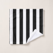 monogramme moderne à rayures noir et blanc (Gant de toilette)
