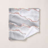 Monogramme Moderne Agate Blanche Paillettes Or Ros (Gant de toilette)