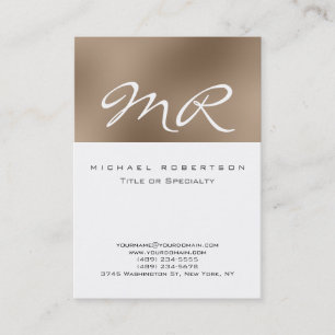 Monogramme moderne Blanc Beige Carte de visite pro