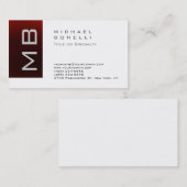 Monogramme moderne blanc Carte de visite de bande (Devant / Derrière)