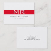 Monogramme moderne blanc Carte de visite de bande (Devant / Derrière)