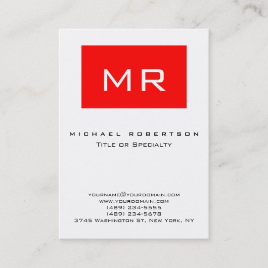 Monogramme moderne blanc Carte de visite de bande (Devant)