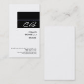 Monogramme moderne blanc Carte de visite noir (Devant / Derrière)