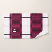 Monogramme Moderne Blanc Et Violet Bourgogne (Serviette à main)