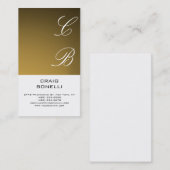 Monogramme moderne Blanc or Carte de visite (Devant / Derrière)