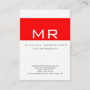 Monogramme moderne blanc rouge Carte de visite pro